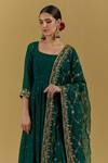 Ikshita Choudhary Green Georgette, Tissue, Organza Embroidery, Anarkali Set With Hand Dupatta Online at Aza Fashions Ikshita Choudhary_Green Georgette, Tissue, Organza Embroidery, Anarkali Set With Hand Dupatta_Online_at_Aza_Fashions