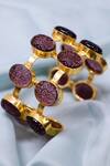 Buy_Ishhaara_Gold Plated Stones Carved Double Layered Hand Cuff _at_Aza_Fashions