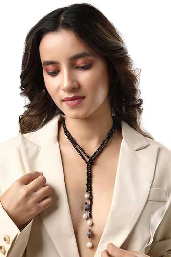 Buy_HRISHA_Black Agate Long Necklace _at_Aza_Fashions