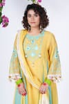 Shop_Jyoti Bansal_Yellow Pure Mul Chanderi With Cotton Fabric Gul Panelled Tunic Salwar Set _at_Aza_Fashions