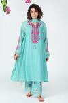 Buy_Jyoti Bansal_Blue Chanderi, Cotton Embroidery Ruhaniyat Dori Placement Tunic Salwar Set _at_Aza_Fashions