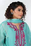Buy_Jyoti Bansal_Blue Chanderi, Cotton Embroidery Ruhaniyat Dori Placement Tunic Salwar Set _Online_at_Aza_Fashions