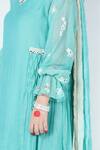 Buy_Jyoti Bansal_Blue Chanderi, Cotton Embroidery, Mirrors Sabaa Embellished Tunic Salwar Set _Online_at_Aza_Fashions