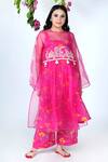Buy_Jyoti Bansal_Pink Chanderi, Cotton Embroidery, Mirrors Round Zehra Dori Tunic With Salwar _at_Aza_Fashions