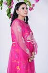 Buy_Jyoti Bansal_Pink Chanderi, Cotton Embroidery, Mirrors Round Zehra Dori Tunic With Salwar _Online_at_Aza_Fashions