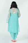Jyoti Bansal_Blue Chanderi Lace, Embroidery Collared Shaadmaani Dori Tunic Dhoti Pant Set _Online_at_Aza_Fashions