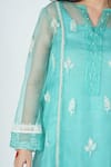 Shop_Jyoti Bansal_Blue Chanderi Lace, Embroidery Collared Shaadmaani Dori Tunic Dhoti Pant Set _at_Aza_Fashions