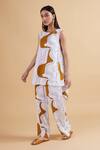 Buy_Kanelle_Ivory Cotton Satin Round Neck Multi-panel Printed Top And Pant Set_Online_at_Aza_Fashions