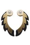 Shop_The YV Brand by Yashvi Vanani_Gold Plated Stone The Phoenix Wing Stud Earrings _at_Aza_Fashions