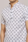 Arihant Rai Sinha_White Cotton Printed Floral Patterns Mandarin Collar Shirt _at_Aza_Fashions