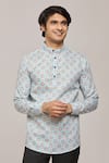 Shop_Arihant Rai Sinha_Multi Color Cotton Printed Mandala Patterns Mandarin Collar Shirt _Online_at_Aza_Fashions