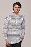 Shop_Arihant Rai Sinha_White Cotton Printed Geometric Patterns Shirt _Online_at_Aza_Fashions