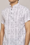 Arihant Rai Sinha_White Cotton Printed Doodle Patterns Mandarin Collar Shirt _at_Aza_Fashions