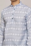 Buy_Arihant Rai Sinha_Grey Cotton Printed Geometric Patterns Pastel Mandarin Collar Shirt _Online_at_Aza_Fashions