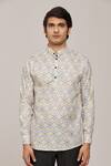 Arihant Rai Sinha_Multi Color Cotton Printed Jaal Patterns Mandarin Collar Shirt _Online_at_Aza_Fashions