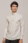 Shop_Arihant Rai Sinha_Multi Color Cotton Printed Jaal Patterns Mandarin Collar Shirt _Online_at_Aza_Fashions