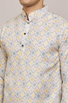 Arihant Rai Sinha_Multi Color Cotton Printed Jaal Patterns Mandarin Collar Shirt _at_Aza_Fashions