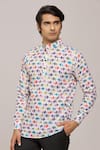 Buy_Arihant Rai Sinha_Multi Color Cotton Printed Elephant Motifs Mandarin Collar Shirt _at_Aza_Fashions