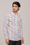 Shop_Arihant Rai Sinha_Multi Color Cotton Printed Elephant Motifs Mandarin Collar Shirt _Online_at_Aza_Fashions