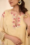 RADHA SHARMA_Yellow Georgette Hand Embroidered Sequin Round Pastel Kurta Pant Set  _Online_at_Aza_Fashions