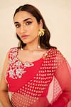 RADHA SHARMA_Pink Chanderi Cotton Hand Embroidered Sequin Border Saree With Blouse  _Online_at_Aza_Fashions