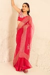 Shop_RADHA SHARMA_Pink Chanderi Cotton Hand Embroidered Sequin Border Saree With Blouse  _at_Aza_Fashions