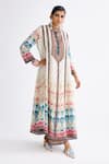 Buy_Rajdeep Ranawat_Multi Color Silk Printed Abstract Band Collar Ada Anarkali Tunic  _at_Aza_Fashions