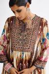 Rajdeep Ranawat_Multi Color Silk Printed Abstract Notched Anisha Anarkali  _at_Aza_Fashions
