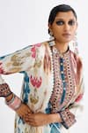 Buy_Rajdeep Ranawat_Multi Color Silk Printed Abstract Band Baaka High Low Hem Tunic  _Online_at_Aza_Fashions