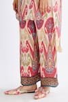 Rajdeep Ranawat_Pink Satin Printed Abstract Permaz Straight Pant  _at_Aza_Fashions