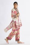 Buy_Rajdeep Ranawat_Pink Satin Printed Abstract Permaz Straight Pant  _at_Aza_Fashions