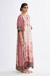 Buy_Rajdeep Ranawat_Pink Silk Printed Abstract V Neck Banera Kimono Tunic  _Online_at_Aza_Fashions