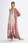 Shop_Rajdeep Ranawat_Pink Silk Printed Abstract V Neck Banera Kimono Tunic  _Online_at_Aza_Fashions