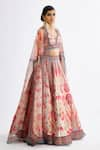 Shop_Rajdeep Ranawat_Pink Dupion Printed Abstract Plunge V Neck Skirt Set With Organza Cape  _Online_at_Aza_Fashions