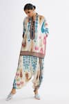 Rajdeep Ranawat_Multi Color Silk Printed Abstract Band Collar Chanel Short Tunic  _at_Aza_Fashions