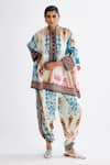 Buy_Rajdeep Ranawat_Multi Color Silk Printed Abstract Band Collar Chanel Short Tunic  _at_Aza_Fashions