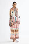 Shop_Rajdeep Ranawat_Multi Color Silk Printed Abstract Band Collar Chanel Short Tunic  _Online_at_Aza_Fashions