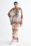 Buy_Rajdeep Ranawat_Multi Color Silk Printed Abstract Band Collar Chanel Short Tunic  _at_Aza_Fashions