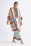 Buy_Rajdeep Ranawat_Multi Color Silk Printed Abstract Band Collar Chanel Tunic  _at_Aza_Fashions