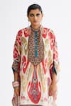 Rajdeep Ranawat_Pink Silk Printed Abstract Band Collar Chanel Tunic  _Online_at_Aza_Fashions