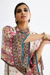 Shop_Rajdeep Ranawat_Pink Silk Printed Floral Band Collar Gayatri Tunic _Online_at_Aza_Fashions