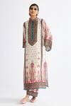 Buy_Rajdeep Ranawat_Pink Silk Printed Floral Band Collar Gayatri Tunic _at_Aza_Fashions