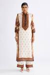 Rajdeep Ranawat_Brown Satin Printed Geometric Permaz Pant  _Online_at_Aza_Fashions