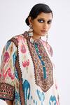 Shop_Rajdeep Ranawat_Multi Color Silk Printed Paisley Band Collar Ghazala Tunic  _Online_at_Aza_Fashions