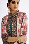 Rajdeep Ranawat_Pink Silk Printed Paisley Band Collar Ghazala Floral Tunic  _at_Aza_Fashions