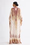 Shop Rajdeep Ranawat Brown Silk Diamonds, Crystals V-neck Imama Paisley Print Kaftan at Aza Fashions Shop_Rajdeep Ranawat_Brown Silk Diamonds, Crystals V-neck Imama Paisley Print Kaftan _at_Aza_Fashions