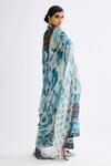 Rajdeep Ranawat_Blue Behroom Floral Print Stole_Online_at_Aza_Fashions