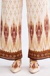Shop_Rajdeep Ranawat_Brown Satin Printed Abstract Permaz Pattern Pant  _Online_at_Aza_Fashions