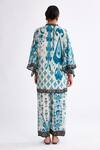 Shop_Rajdeep Ranawat_Blue Silk Printed Abstract Band Collar Nylla Tunic  _at_Aza_Fashions