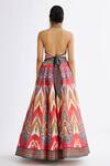 Shop_Rajdeep Ranawat_Pink Satin Print Abstract Halter Neck Leela Lehenga And Cape Set  _at_Aza_Fashions